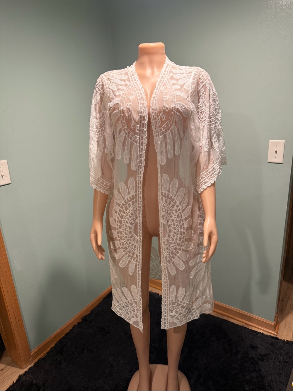 Rebellion White Lace Crochet Swim Coverup